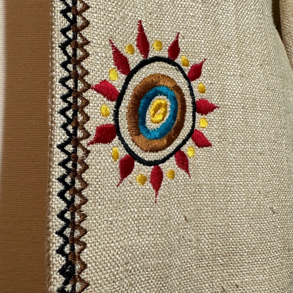 Stunning 100% silk Vintage Unique  Embroidered Cream blazer - Picture 8 of 15